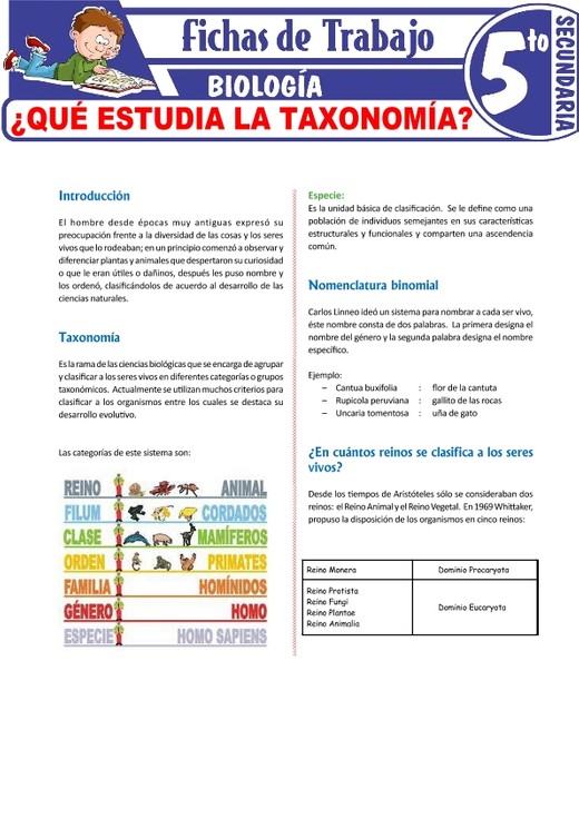 Que-estudia-la-taxonomia-para-Quinto-Grado-de-Secundaria